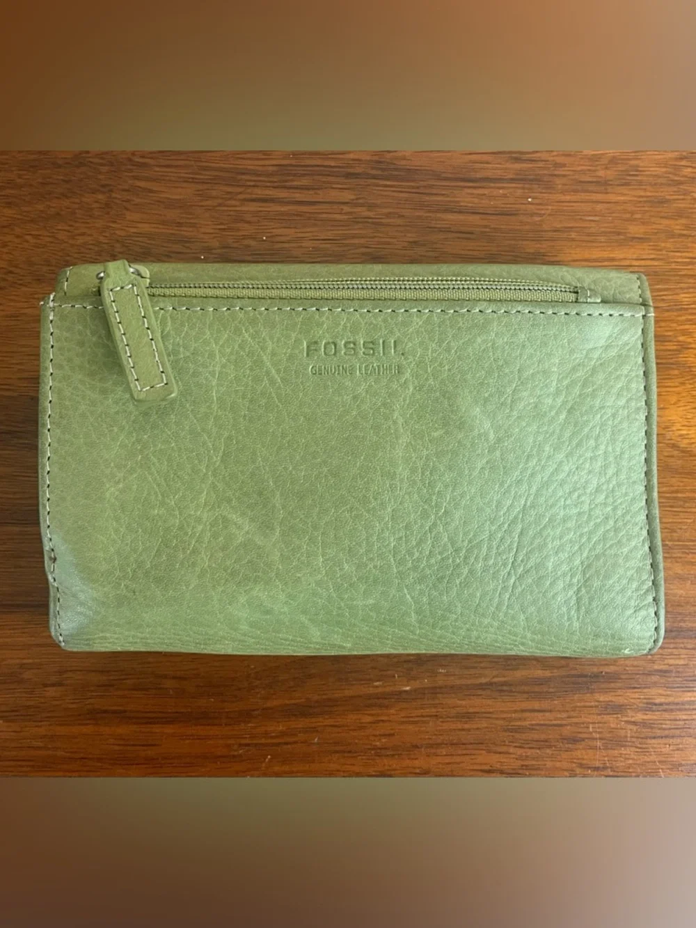 Fossil Light Green Genuine Leather Envelope Wallet - Picture 2 of 7
